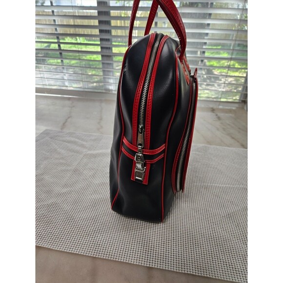 Retro-Inspired Faux-Leather Travel Racquet Bag, Navy Blue, Stylish Unisex Design - Picture 2 of 11